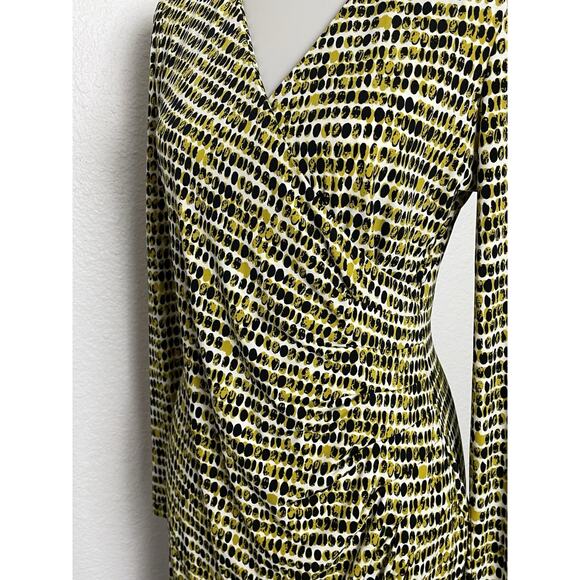 Calvin Klein Dress Mini Stretch Knit Pleated Print Multicolor V Neck - Picture 3 of 11